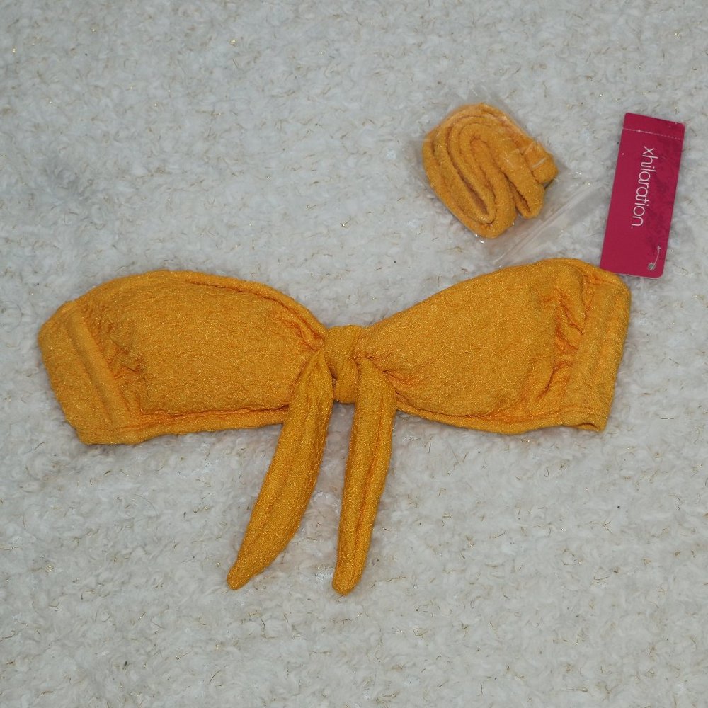 Xhilaration Front Tie Knot Textured Bandeau Bikini